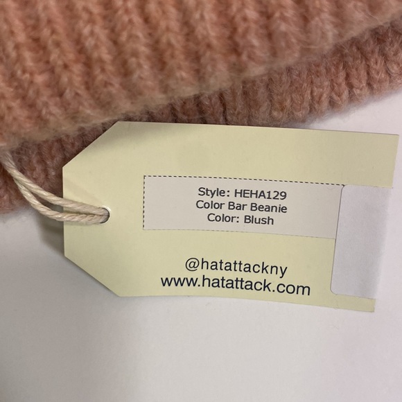 Hat Attack Wool Alpaca Color Bar Beanie Hat Blush Pink Cuffed Ribbed Knit NWT - Picture 4 of 6